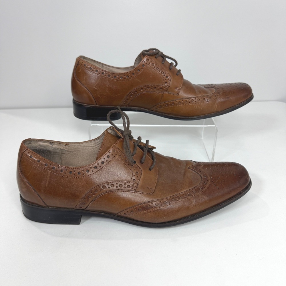 Stacy Adams Mens Brown Leather Wingtip Oxford Dress Shoes Brogue Lace Up 10M